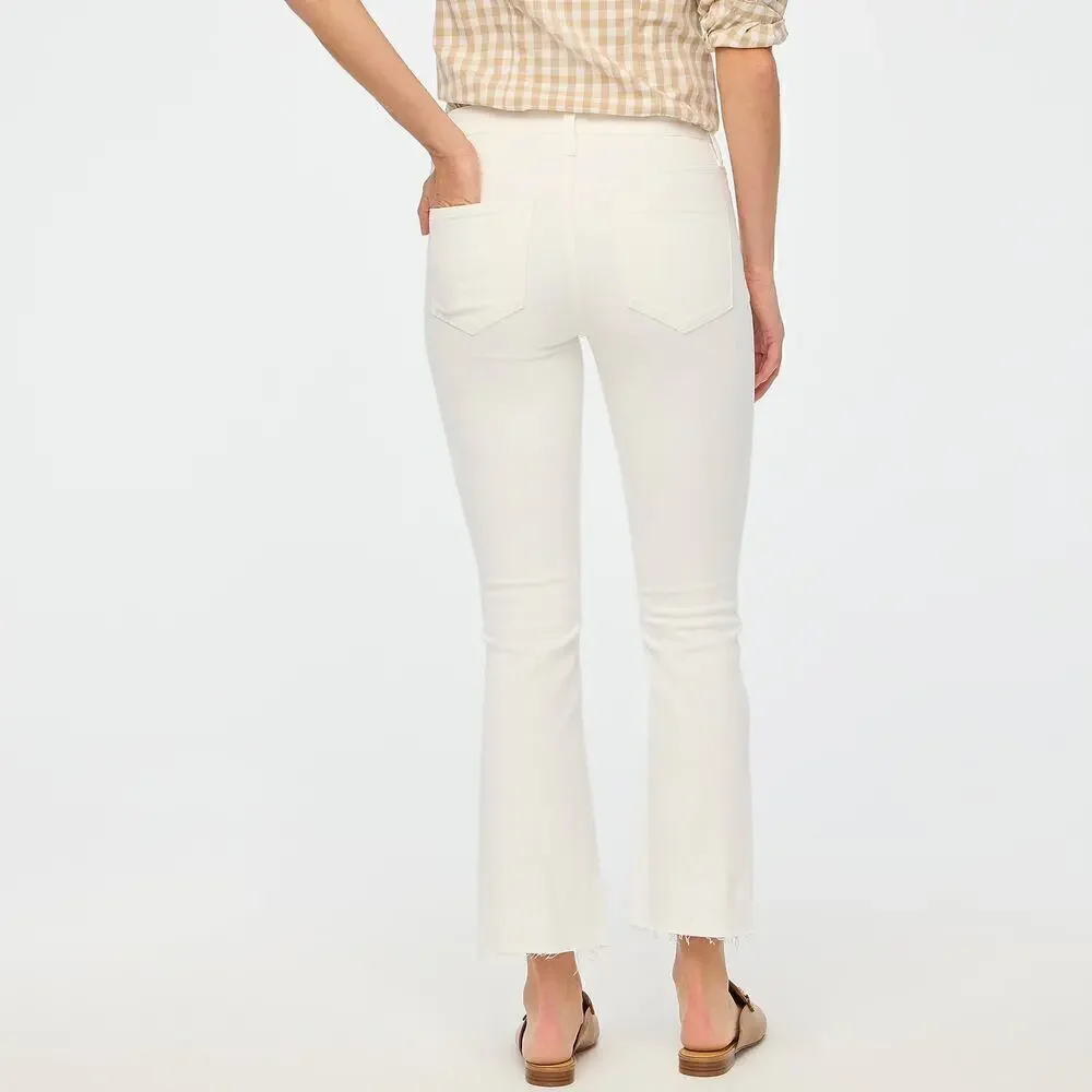 J. Crew Flare Crop Jeans Mid Rise Signature Stretch 5-Pocket White Denim Size 29